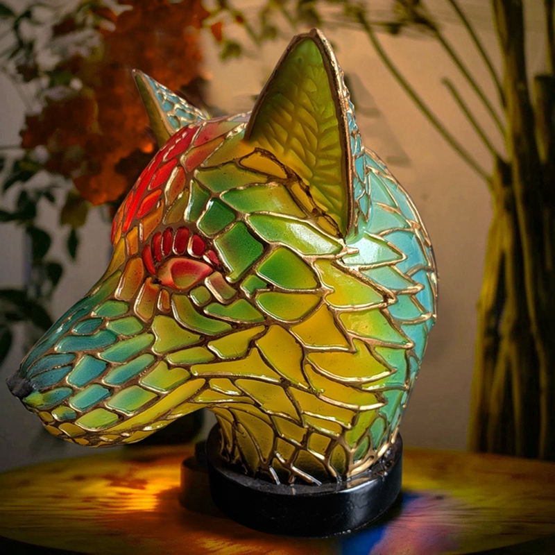 B28C-15Cm Resin Stained Glass Table Lamp-Animal Series, Used For Home Decoration.