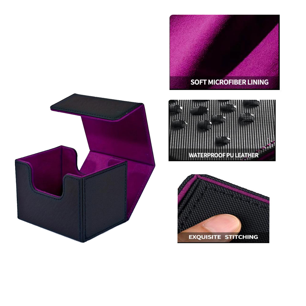 Caixa de armazenamento de cartão empilhável, material pu à prova d'água de 100 + capacidade com proteção final para armazenamento de jogos de mesa e colecionável