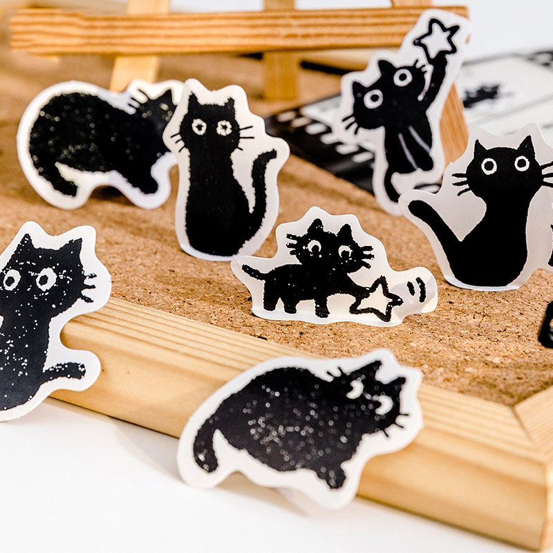 45PCS Cat Stickers with Cats Children's Stickers Sheet Kids Cute Stickers for Scrapbooking Pack Set Child Black Cat