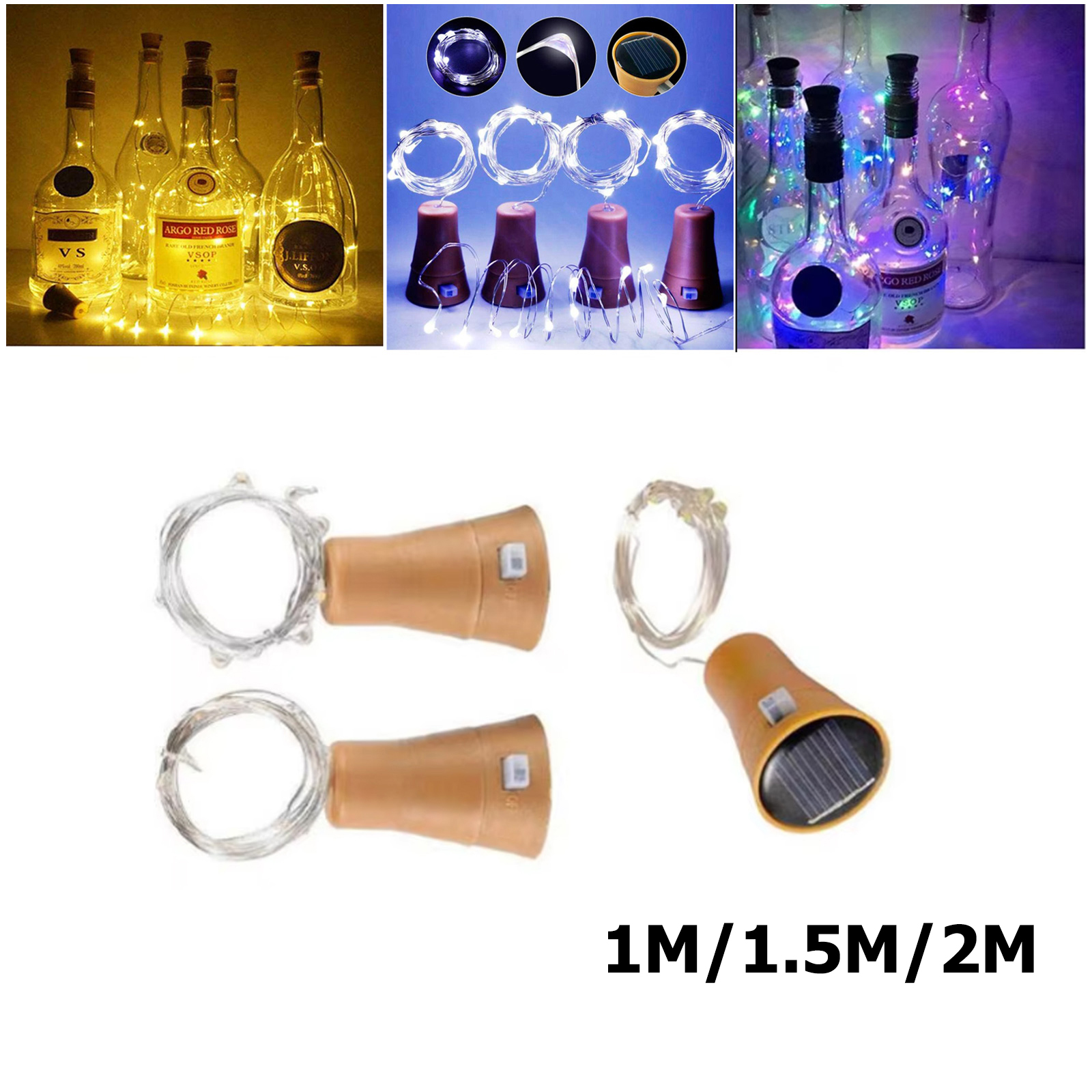 Solar Wine Bottle Led String Fairy Light Garland Wedding Holiday 1m 10leds Christmas Cork For christmas Copper Lights Decoration