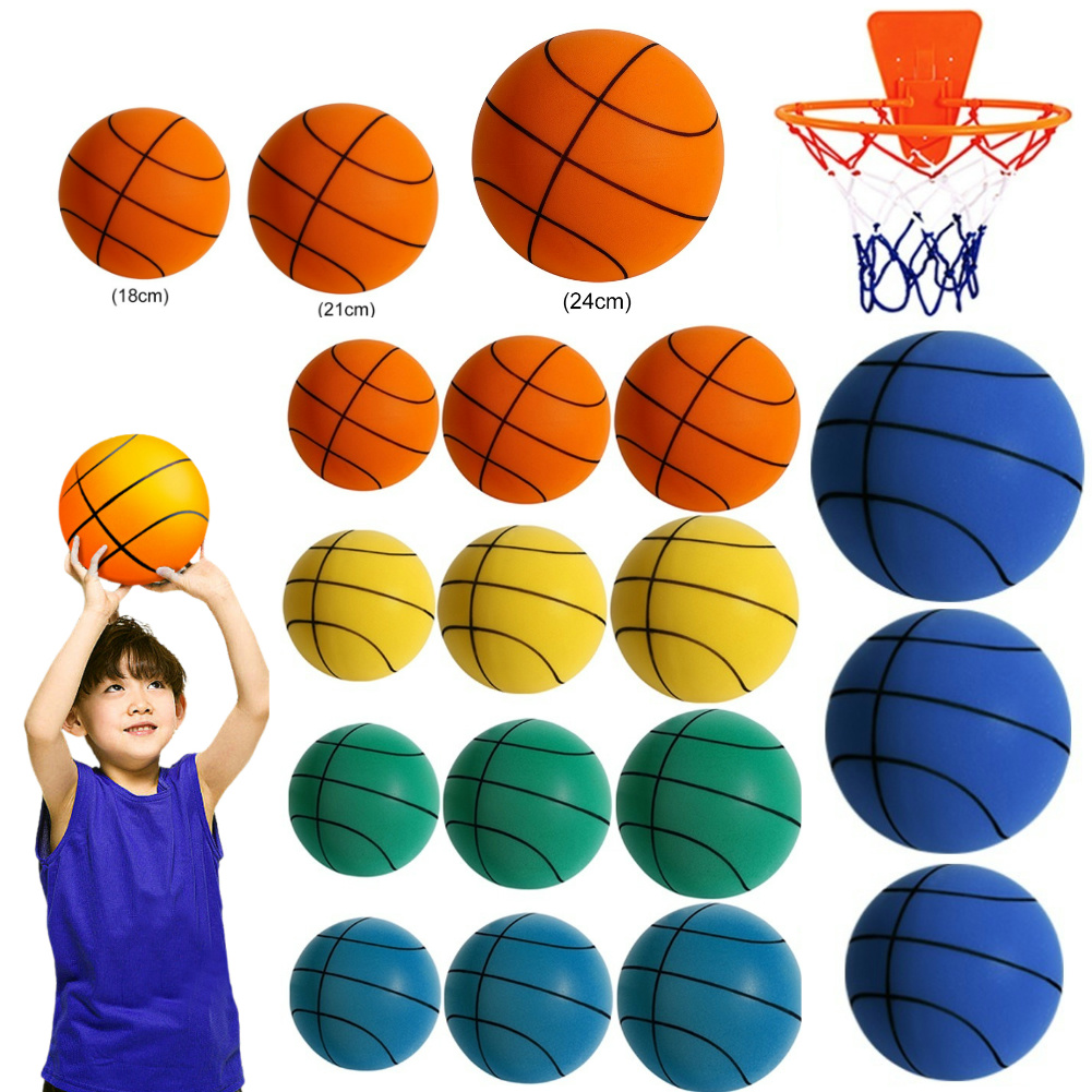 18/21/24 cm springender Stummball für den Innenbereich, geräuschloser Basketball mit Reifen, hochelastischer, leichter Mini-Basketball, Kindergeschenke