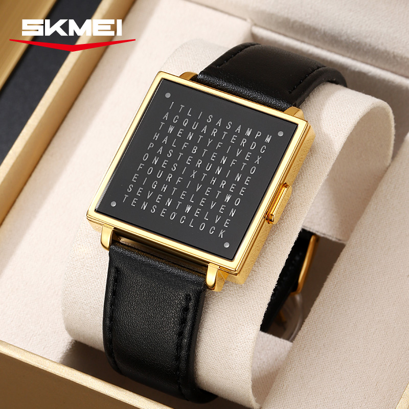 Reloj electrónico SKMEI 2388 de moda, reloj de pulsera Digital con luz Led de lujo para hombre, indicador de fecha, reloj con correa de cuero resistente al agua