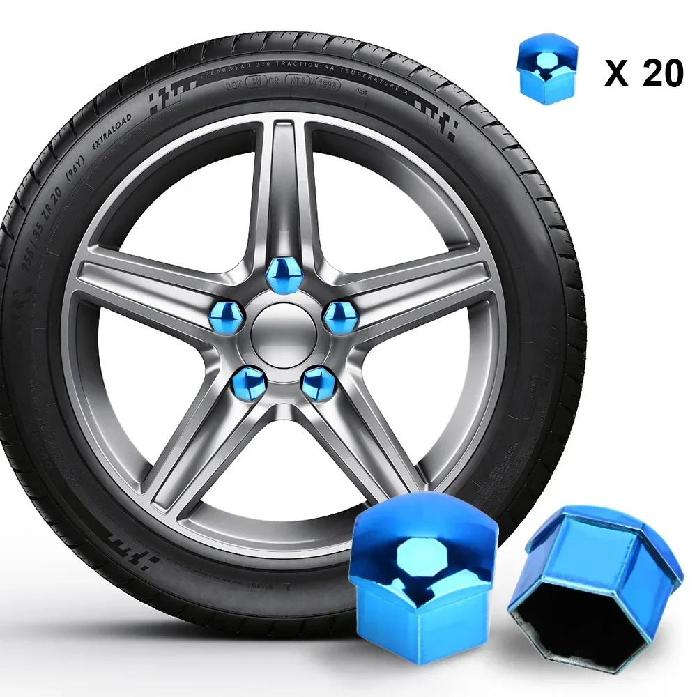 Tapas de tuercas de rueda de coche, 20 piezas, 21/19/17mm, cubiertas de protección, tapas antioxidantes, cubierta de tornillo de cubo automático, perno de tuerca de neumático de coche Exterior