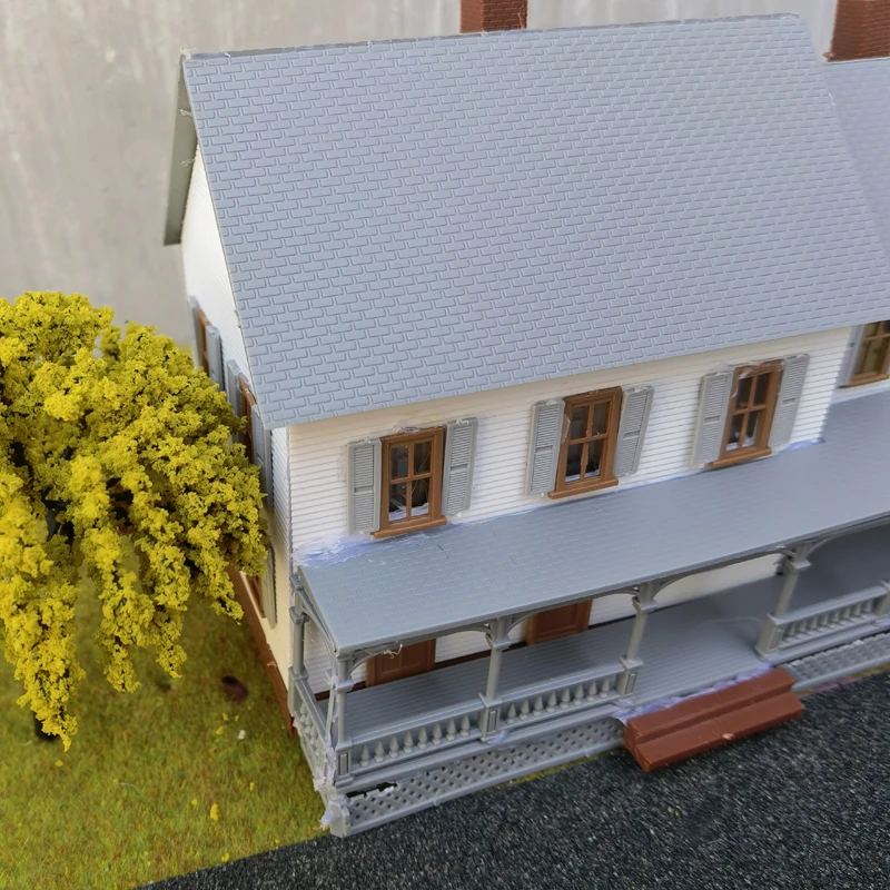 1:87 Scale Model Dwelling House Kit European American Style Model shopping Supermarket Building Scale Model Train Railway Layout