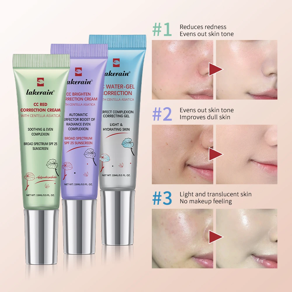 CC crema correctora roja imprimación hidratante impermeable maquillaje antisudor antes del corrector duradero maquillaje cosmético para mujeres
