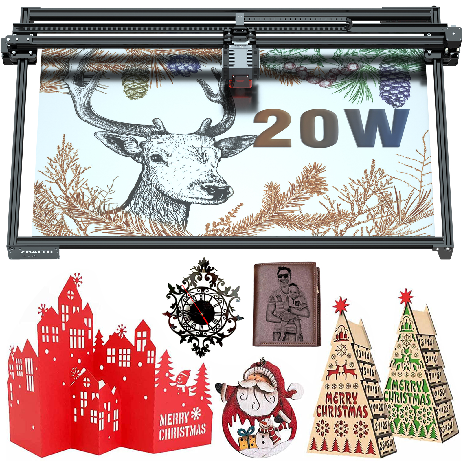 Zbaitu 30w gravador a laser sem fio 130w couro madeira acrílico máquina de corte roteador wfi cortador a laser 81x46cm