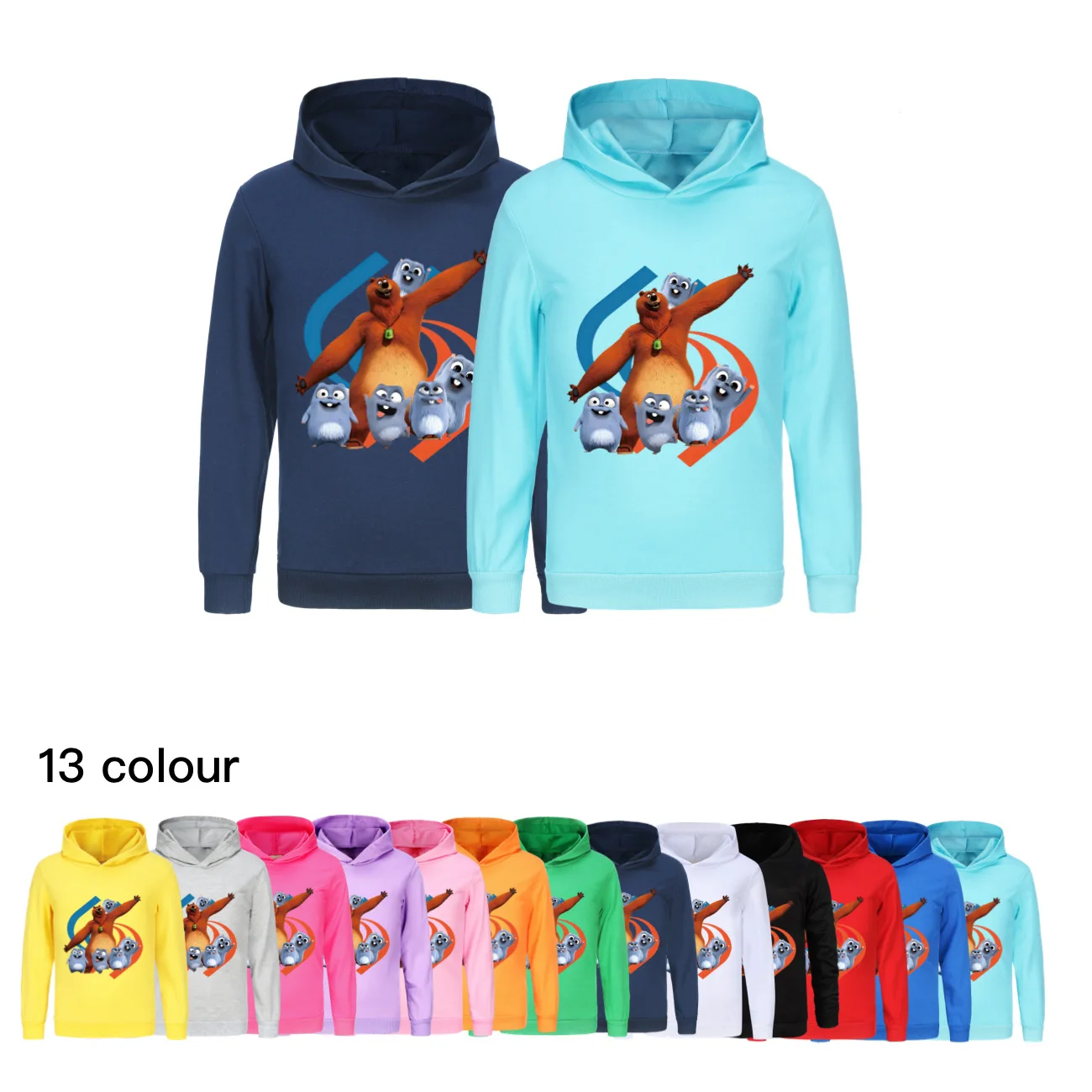 New Grizzy bear Hoodie Kids Comic Clothes for Teens Girl Pullover Long Sleeve Coats Boys Soft Fabric Outerwear Children Clothing