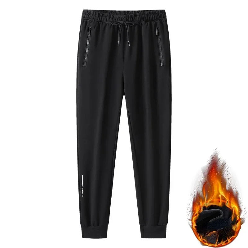 2024 calça masculina velo forrado escovado esporte quente moletom masculino inverno jogger calças suor roupas esportivas tamanho grande mais grosso