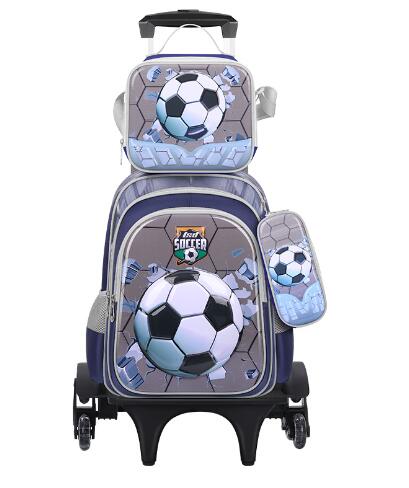 Mochila escolar para crianças, Saco de rodas sobre rodas, meninos e meninas, 3 peças por conjunto