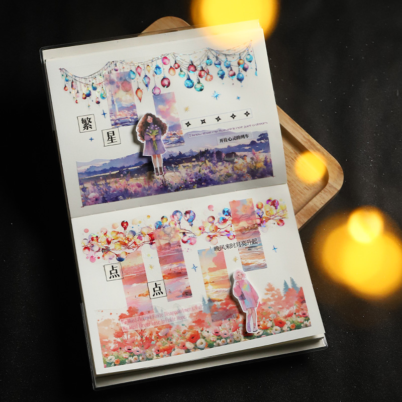 40mm*2m 1pc PET Tape Stickers Creativity Scrapbooking Hand Account Adhesive hand made Diy Junk Journal Craft Supplies