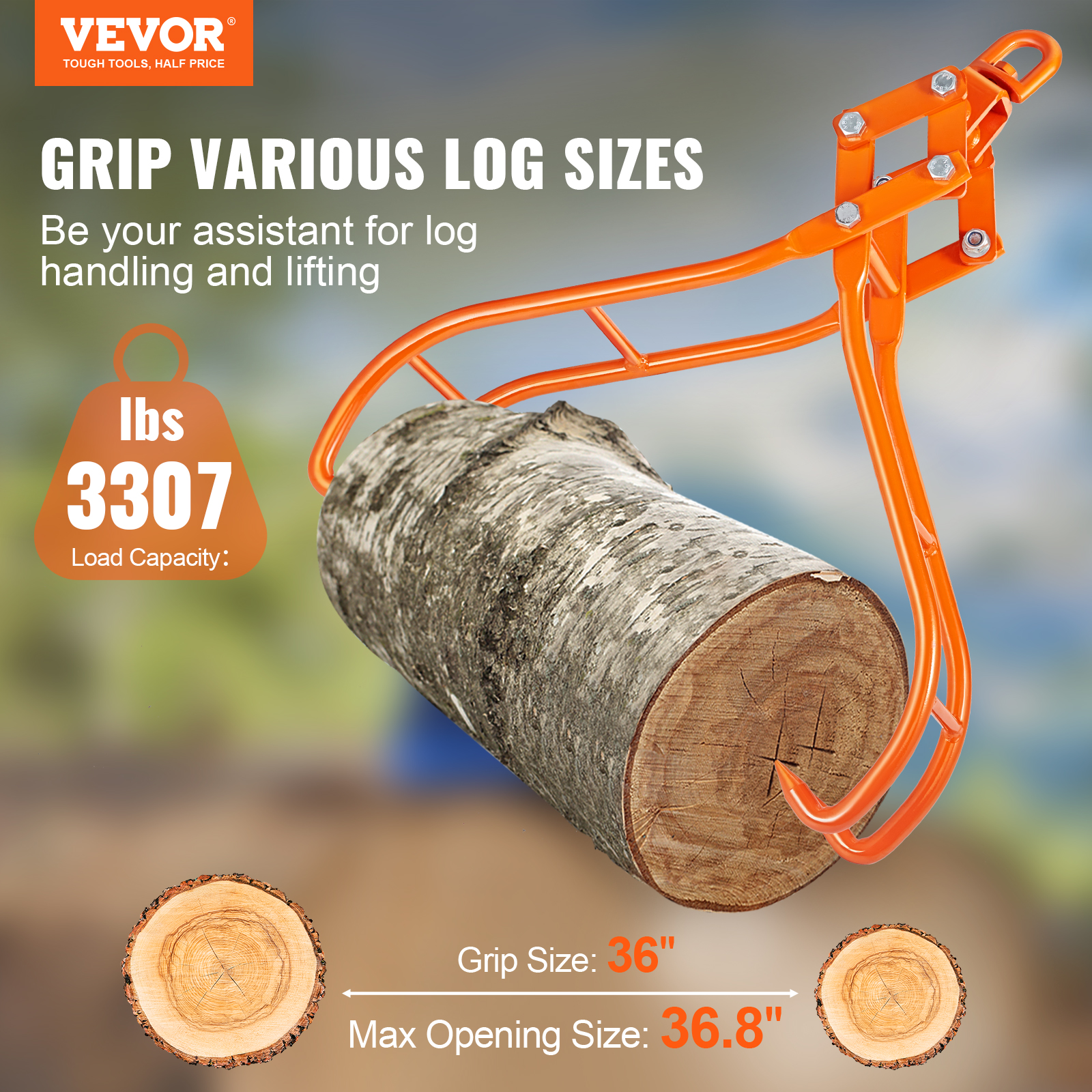 Vevor Log Skidding Tang Log Hijstangen Zware Stalen Hout Slippende Tang Laadcapaciteit Log Hefwerk Handling Tool