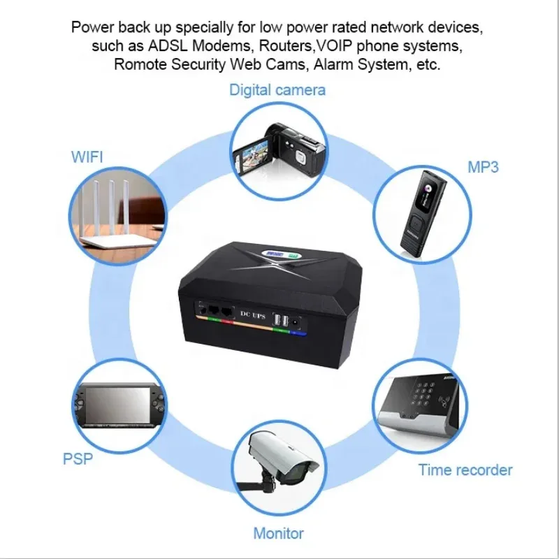 Mini UPS for wifi routher with 5V 12V 15V 24V 48V optional 60W 100W 120W 48000mah  Uninterruptible power supply