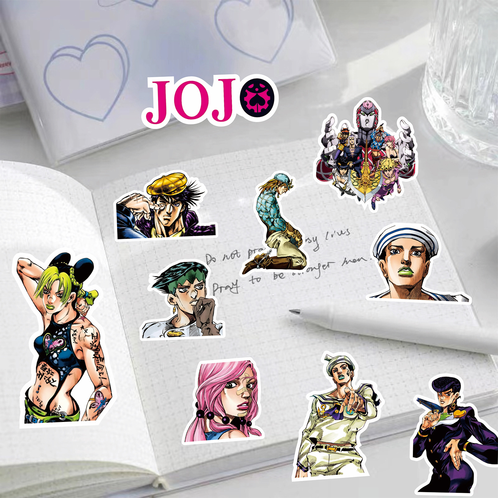 77/82/159 Uds Kujo Jotaro pegatinas de Anime JoJo Bizarre Adventure pegatina Higashikata Josuke Bruno Buccellati calcomanías de dibujos animados