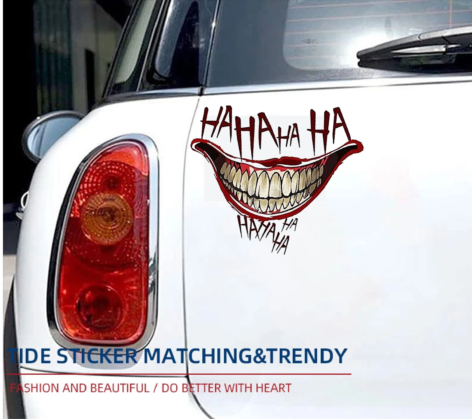 1 pc ピエロの口 HAHAHA 落書きステッカージープ車トラックバン SUV オートバイ窓壁カップバンパー防水工芸品デカール