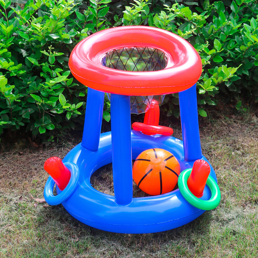 Conjunto de cesta de basquete para piscina, aros flutuantes infláveis com anéis de bola para crianças, adolescentes e adultos, perfeito jogo aquático competitivo
