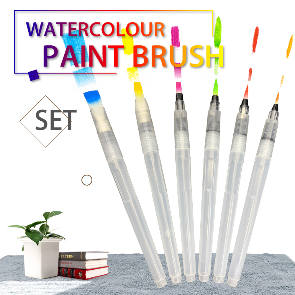 Clearance_SeamiArt 6 uds pincel de pintura portátil pincel de Color agua lápiz pincel de acuarela suave para principiantes pintura dibujo Ar