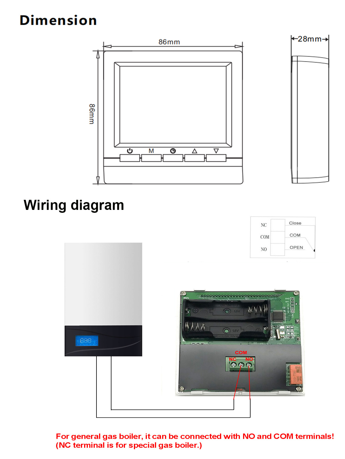 Termostato de caldera de Gas para habitación, batería de calefacción de agua, controlador de temperatura de calefacción programable, termostato inteligente, montaje en pared manual