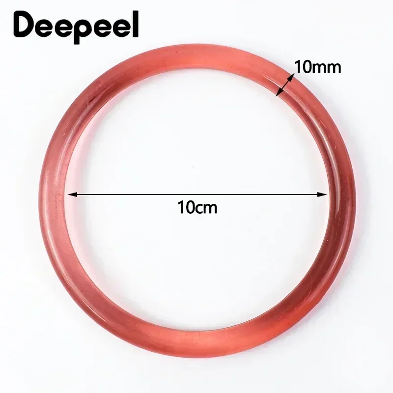 Deepeel-mango Circular acrílico de 10cm para bolsa, asas decorativas de plástico transparente, anillo de resina, piezas de equipaje DIY, 2/4 Uds.