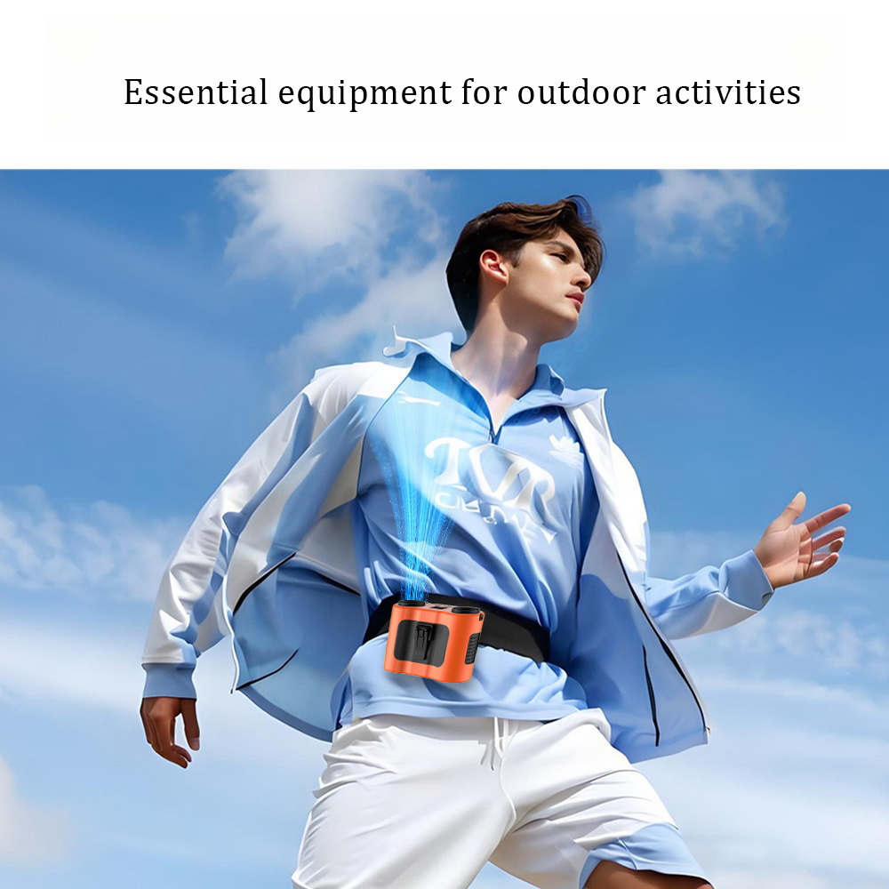 Draagbare tailleclipventilator Draagbare mini USB oplaadbare hangende ventilator voor buitenwerken Dubbele luchtuitlaat Tailleventilator 20000mAh