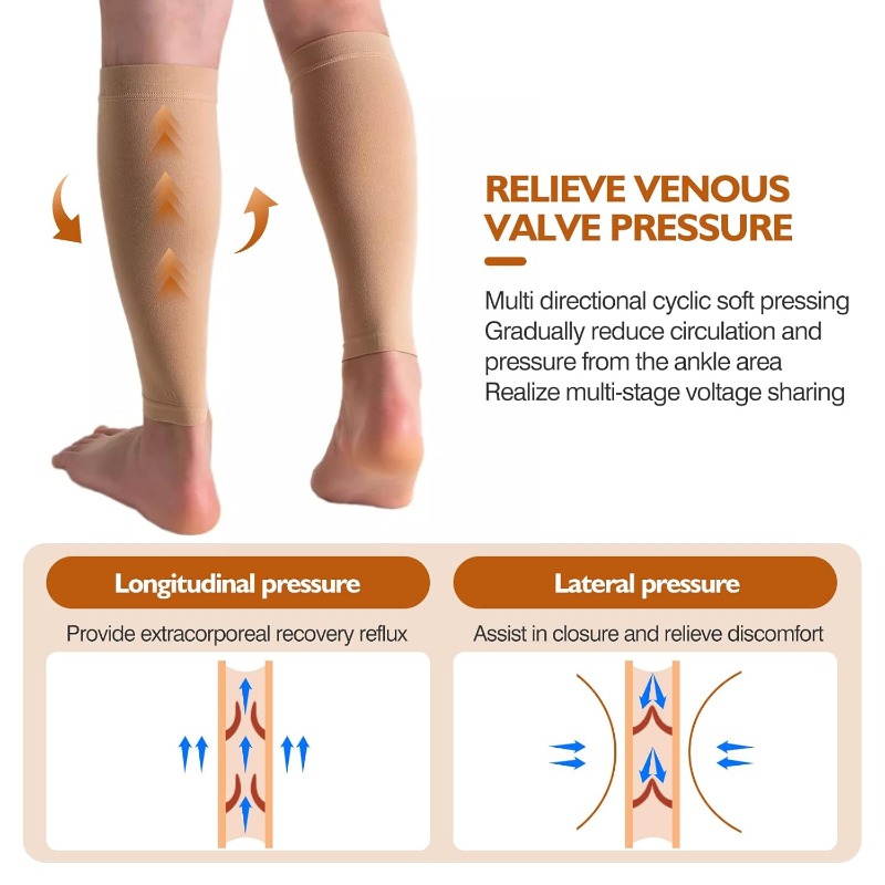 บรรเทาความเมื่อยล้าของกล้ามเนื้อถุงเท้าลูกวัวรักษาเส้นเลือดขอด Antiwear ถุงเท้าขาล่างน้ําหนักเบา Breathable Slimming ถุงน่องลูกวัว