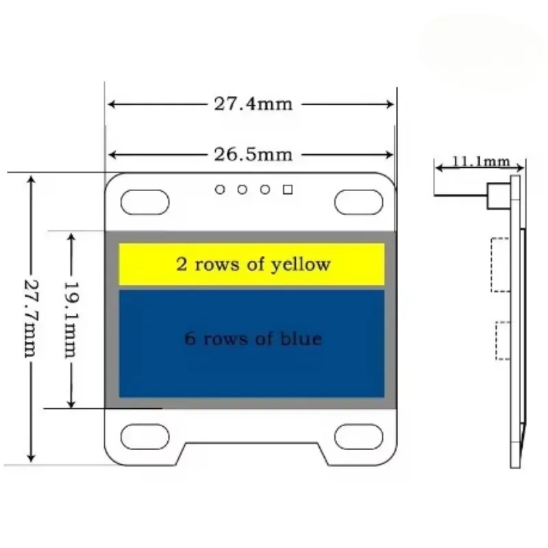 0.96" Inch OLED Display Screen Module SSD1306 I2C IIC SPI Serial 128x64 3.3V-5V Blue/blue Yellow/White for Arduino ESP32 ESP8266