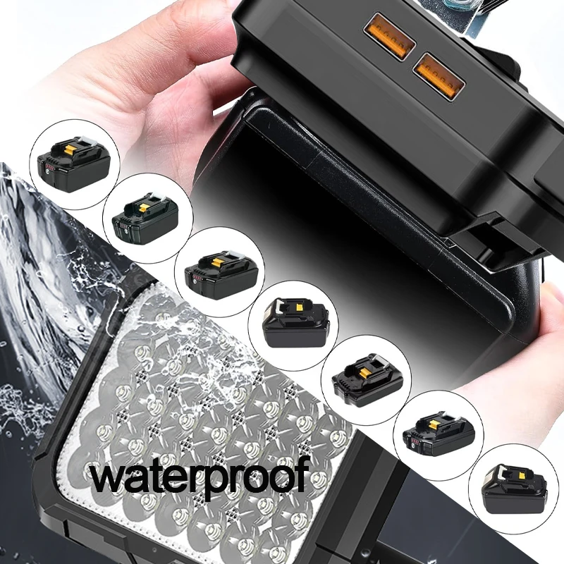 LED Work Light for Makita 18V Battery Flashlight Portable Flood Lights Cordless Batteries Lamp with USB Port Outdoor Emergencies