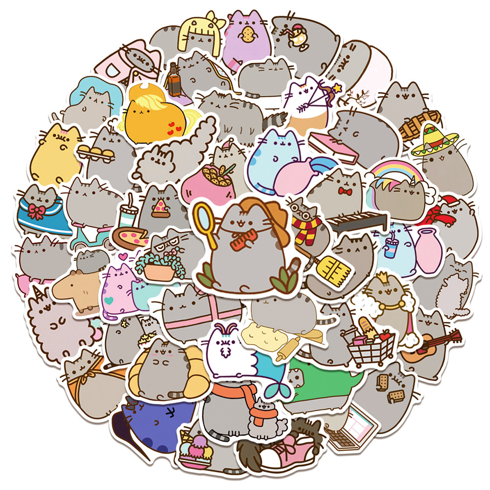 50 pçs bonito kawaii chunky gato adesivos pacote decalque papelaria scrapbook caderno telefone diário graffiti crianças adesivo brinquedos