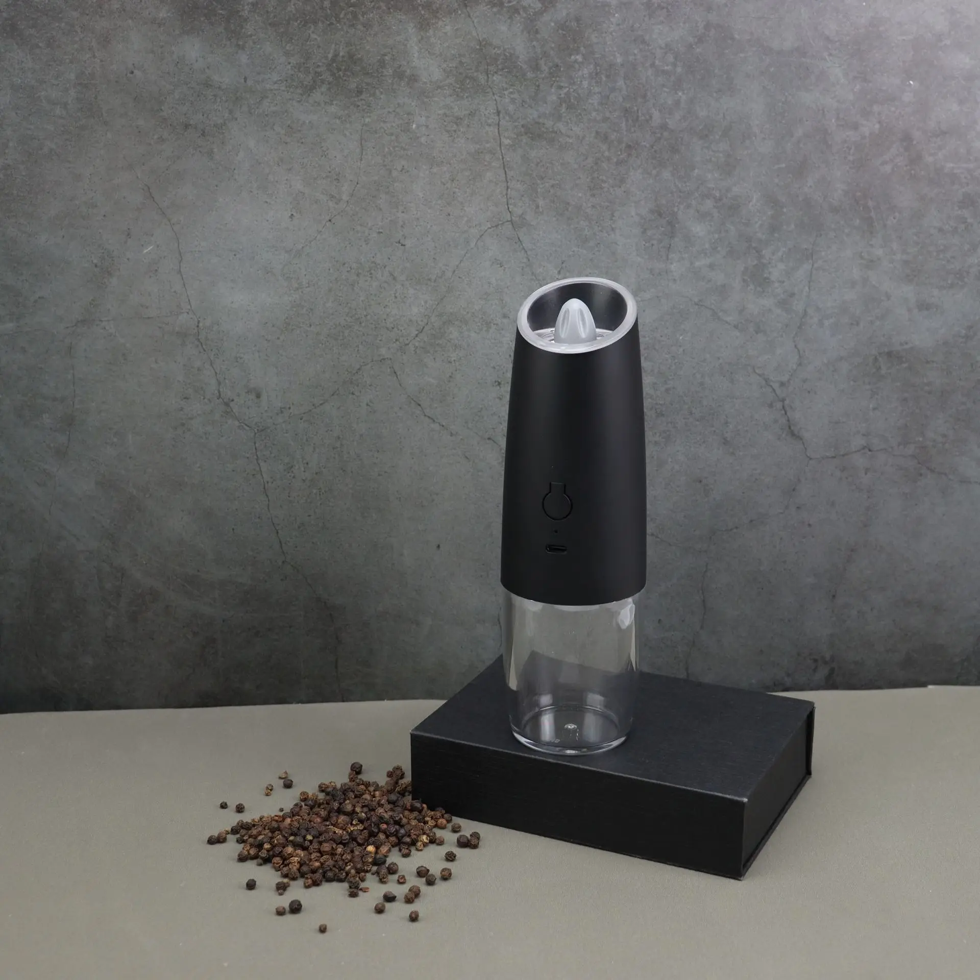2PCElectric Macinapepe Macina sale e pepe USB ricaricabile grossolanità regolabile Macinaspezie con strumento da cucina a luce LED