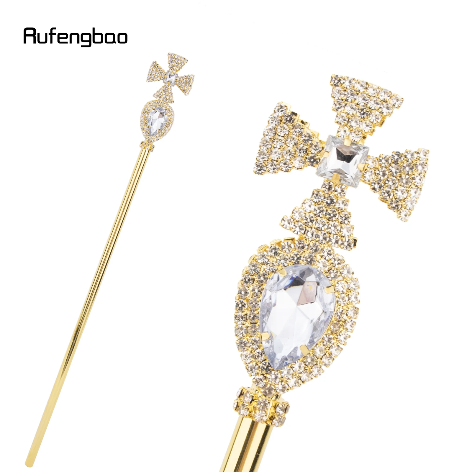 Goldene weiße Legierung Krone Fee Zauberstäbe für Mädchen Prinzessin Zauberstäbe für Kinder Engel Zauberstab für Party Kostüm Hochzeit Geburtstag Party 50 cm