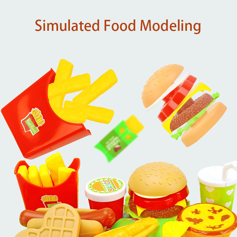 Simulation Hamburger Spielzeug für Kinder Pretend Spielen Kochen Chips Pizza Westlichen Lebensmittel Küche Kochen Gerichte Spielzeug Set Mädchen Bildung