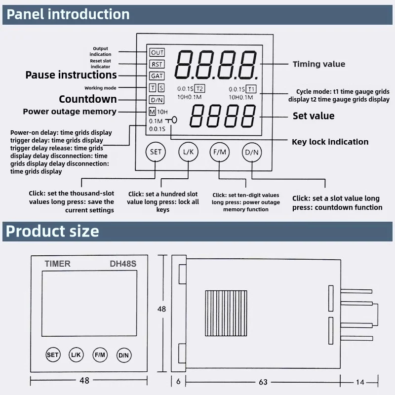 DH48S HD48S DC/AC24V AC220V relé de retardo programable de precisión 0,01 S-99990H con Base de enchufe relé de tiempo serie DH48S