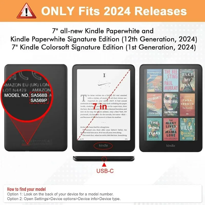 Case For Kindle Paperwhite 2024 12th Generation Colorsoft 7 inch(SA569P SA568B)Protective Shell for Kindle PaperWhite 6 7" Cover