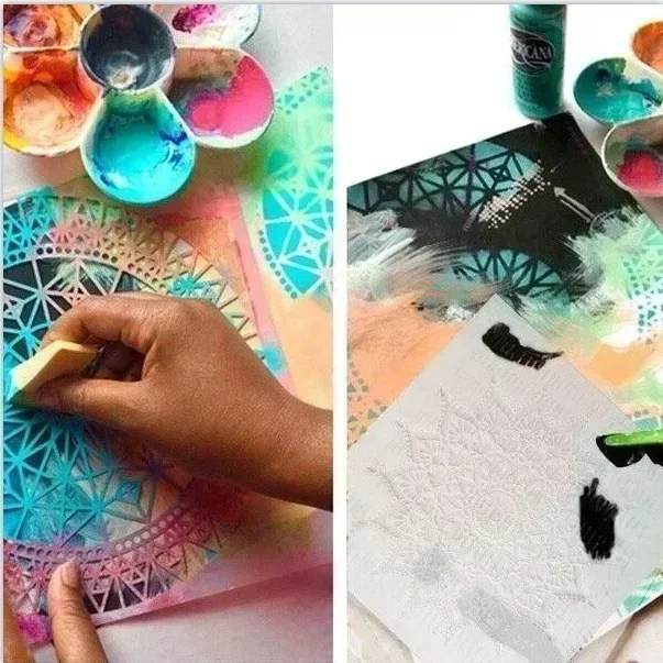 30 * 30cm DIY stencil painting template retro flower pattern model wax paper tile wall floor furniture decorative mold mandala