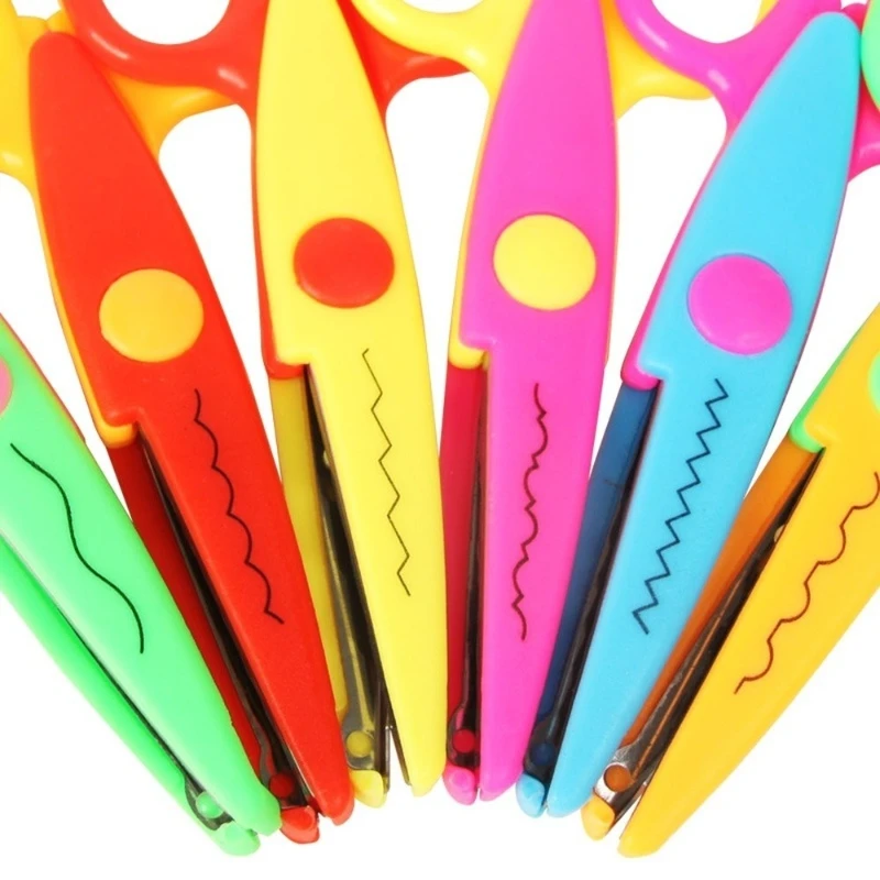 6 pz/set Laciness Forbici In Metallo E Plastica FAI DA TE Scrapbooking Foto Colori Forbici di Carta Del Merletto Decorazione Del Diario Forbici di Sicurezza