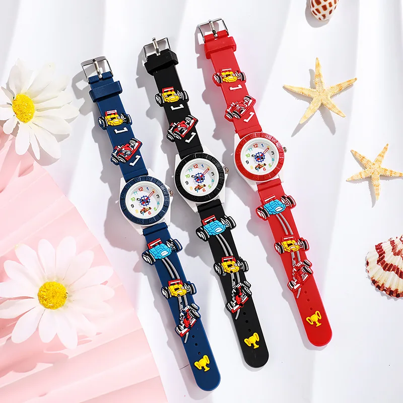 Diversão dos desenhos animados carro temático crianças relógios dos desenhos animados silicone quartzo relógio de pulso presente aniversário criança menina menino relógio reloj