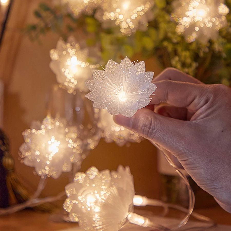 2/3M LED ไฟเบอร์ออปติก Fairy Light แบตเตอรี่ขับเคลื่อน Garland วันหยุดงานแต่งงานวันเกิดตกแต่งประดิษฐ์ดอกไม้ String ไฟ