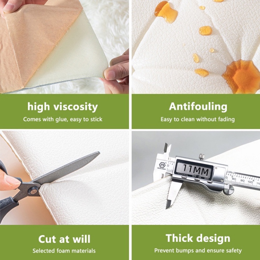 Almofada de espuma macia autoadesiva anticolisão 3d tatami adesivo de parede grosso papel de parede para quarto infantil sala de estar almofada de parede