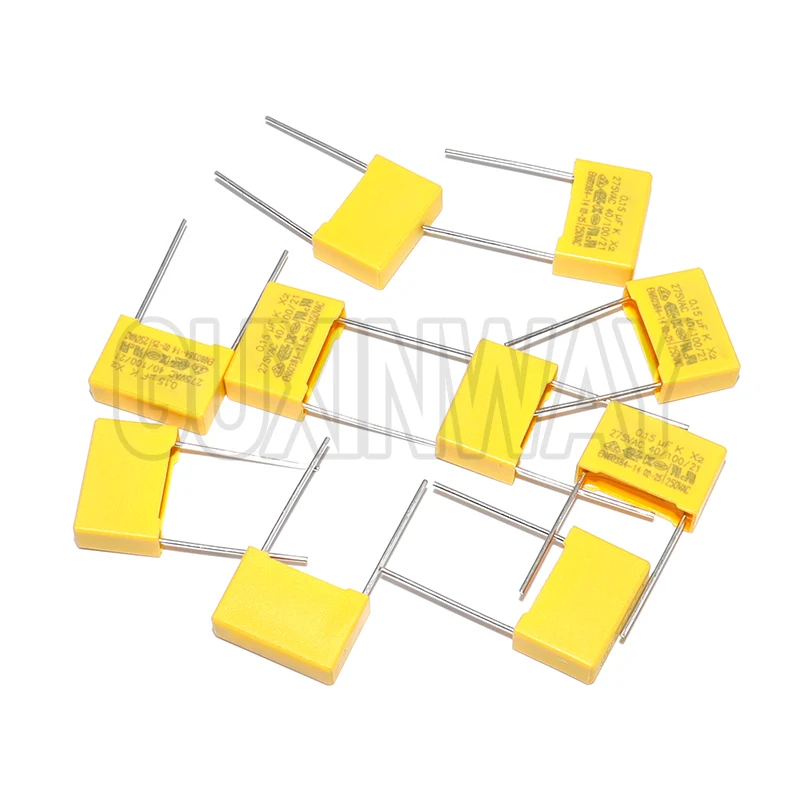 10 Uds X2 condensador de seguridad 15mm 275VAC 275V 0,022UF 0,047UF 0,1UF 0,15UF 0,22UF 0,33UF 0,47UF 0,68UF 1UF película de polipropileno