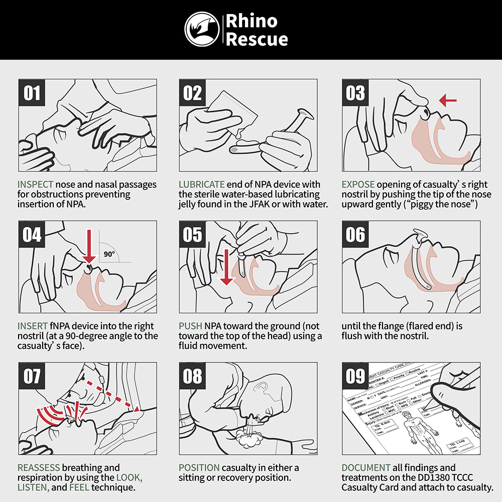 Rhino Rescue Nasofaryngeal (Nasal) Airway NPA Met glijmiddel Nasofaryngeal Airway 28FR (2-pack)
