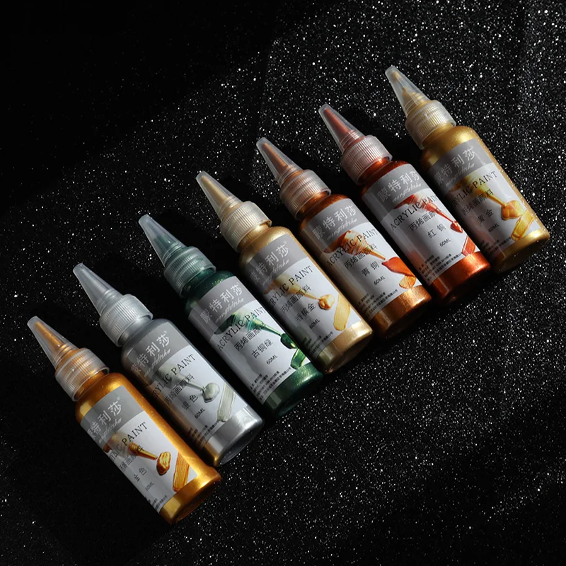 골드 페인트 금속 아크릴 페인트, 퇴색되지 않는 방수, DIY 페인트 안료, 60ml