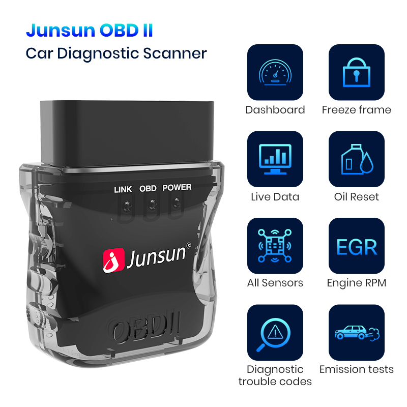 Junsun pour autoradio Scanner automatique mini ELM327 Bluetooth OBD2 adaptateur outil de Diagnostic de voiture outil de numérisation