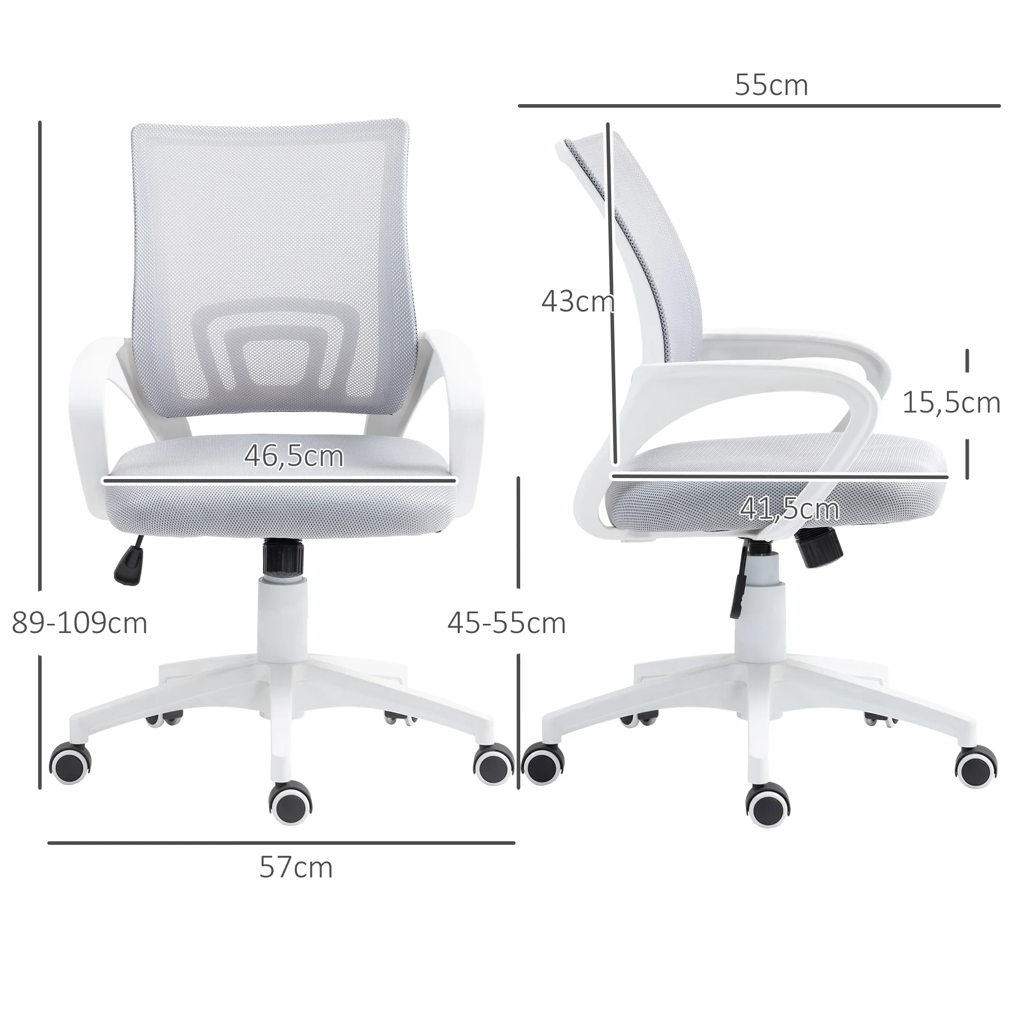 Homcom Mesh Bürostuhl mit höhen verstellbarer Last 120 kg