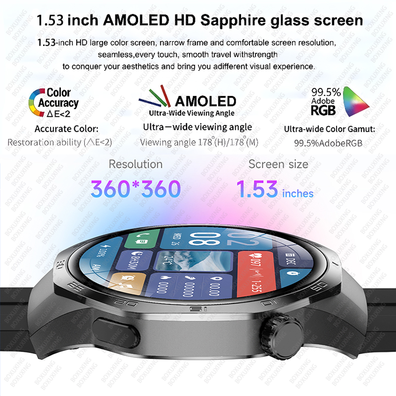 For Huawei Xiaomi GT5 Pro Smart Watch Men AMOLED HD Screen GPS NFC Heart Rate Bluetooth Call IP68 Waterproof SmartWatch 2025 New