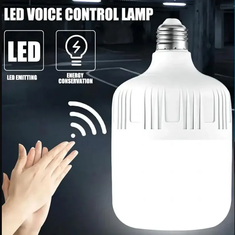 Sound Sensor หลอดไฟ LED E27 AC220V สีขาวเย็น 6500K Voice Control โรงรถโคมไฟสําหรับบันได Pathway โกดัง Garden