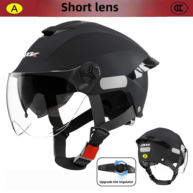 Casque de moto imperméable et respirant Casque respirant Garçons et filles Casque de vélo certifié portable, casque à double lentille