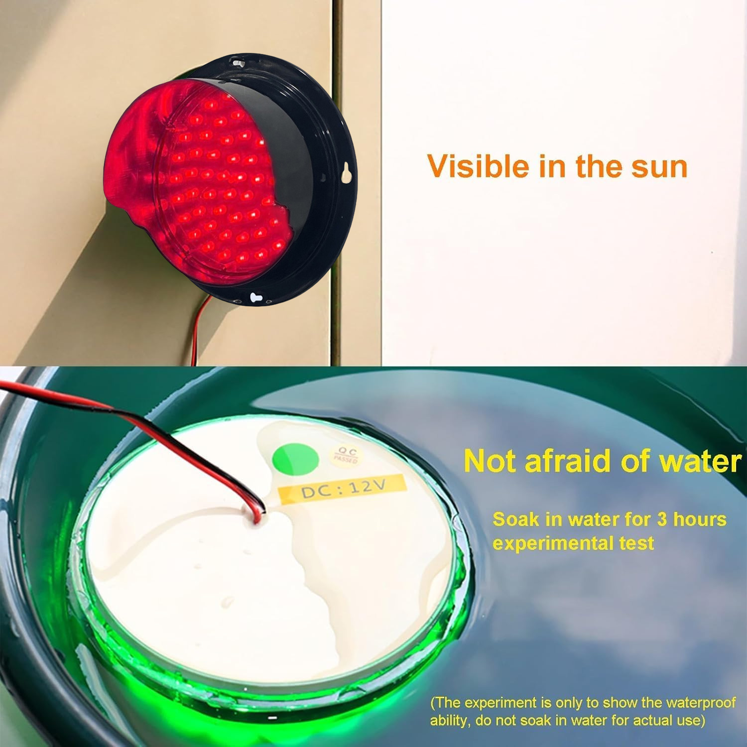 Traffic Light 125mm | Red Yellow Green LED Traffic Light | PC Housing | DC 12V | 125mm Diameter| IP65
