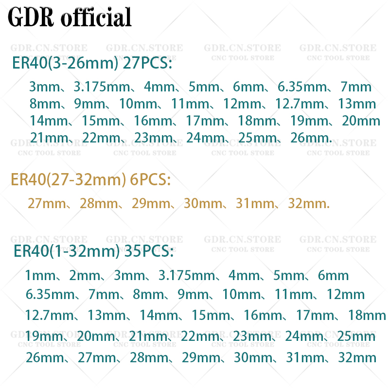 ER40 Collet AA ER Collet Chuck ER40 Collet Độ Chính Xác 0.008 1Mm-32Mm ER40 Mùa Xuân Collet Độ Chính Xác Cao collet Er40 Collet Bộ