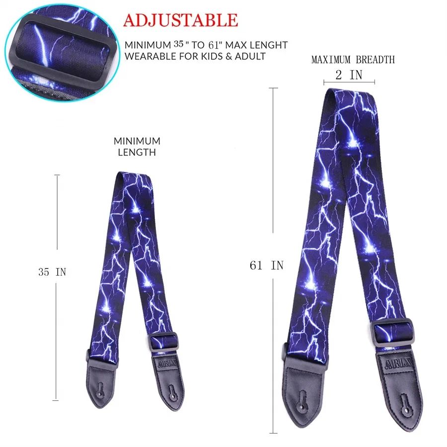 10Pcs Soft Guitar Strap With 3 Pick Holders, Strap Button Headstock Adaptor, 1 Pair Strap Locks and 5 Guitar Picks Set