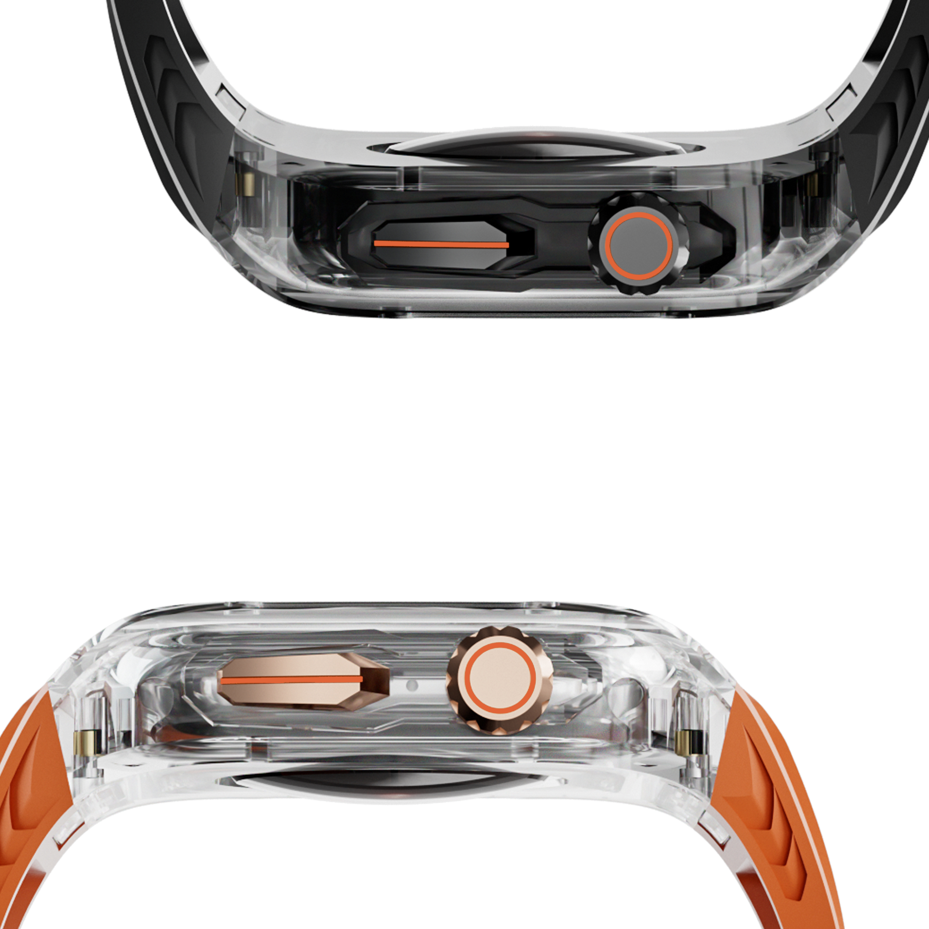 Apple Watch シリーズ 9 8 7 6 5 4 40or41mm 44or45mm 49mm 高級修正ストラップ透明ケース + 統合 TPU ストラップに適しています。