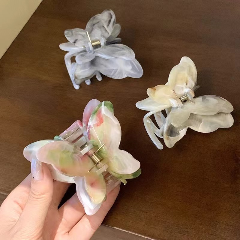 Three-dimensional bow grab clip shark clip medium crab clip acetic acid multicolored hair half tie women's coiledhair ornament
